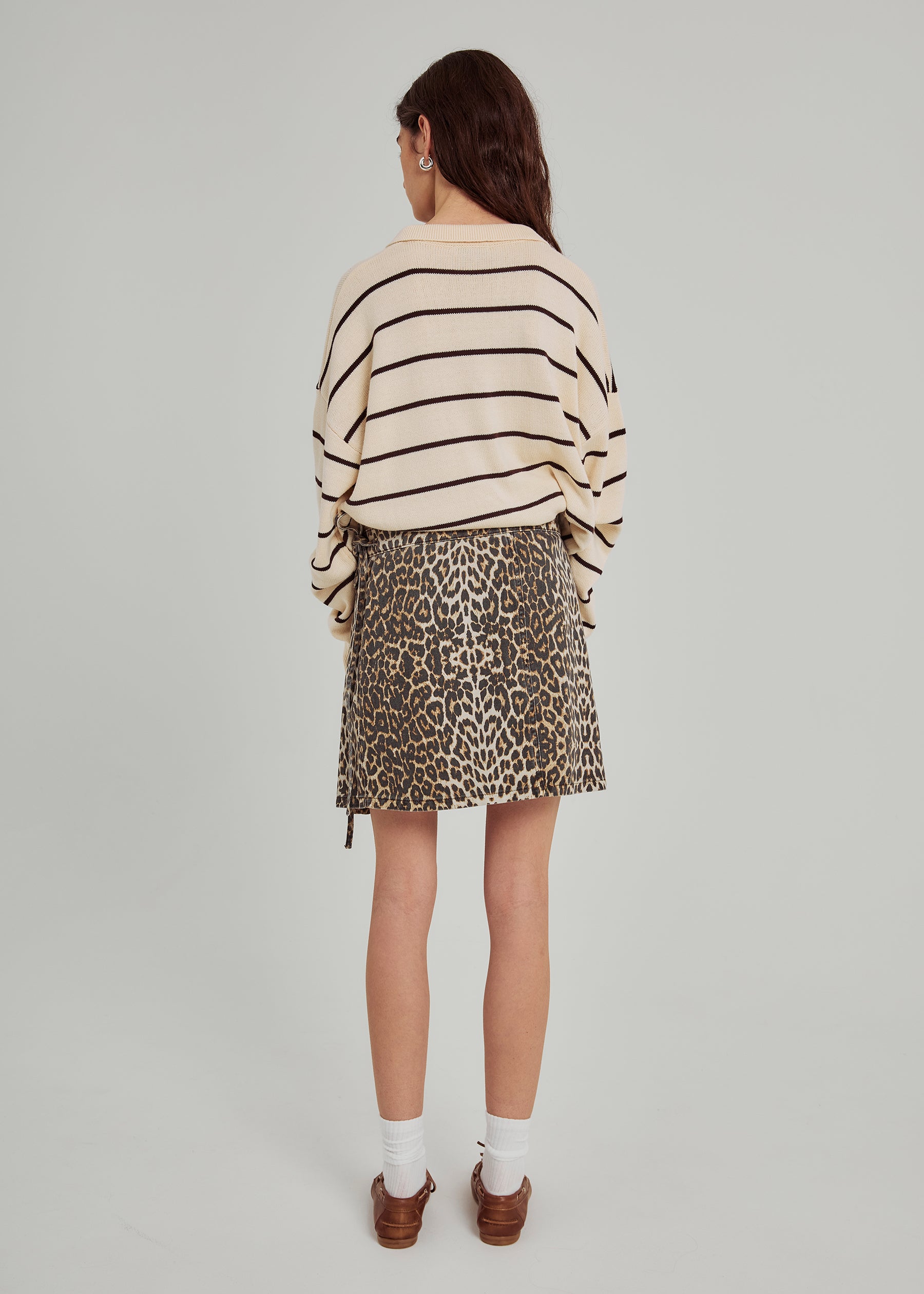 NORR Ninni tie denim skirt Nederdele Leo print