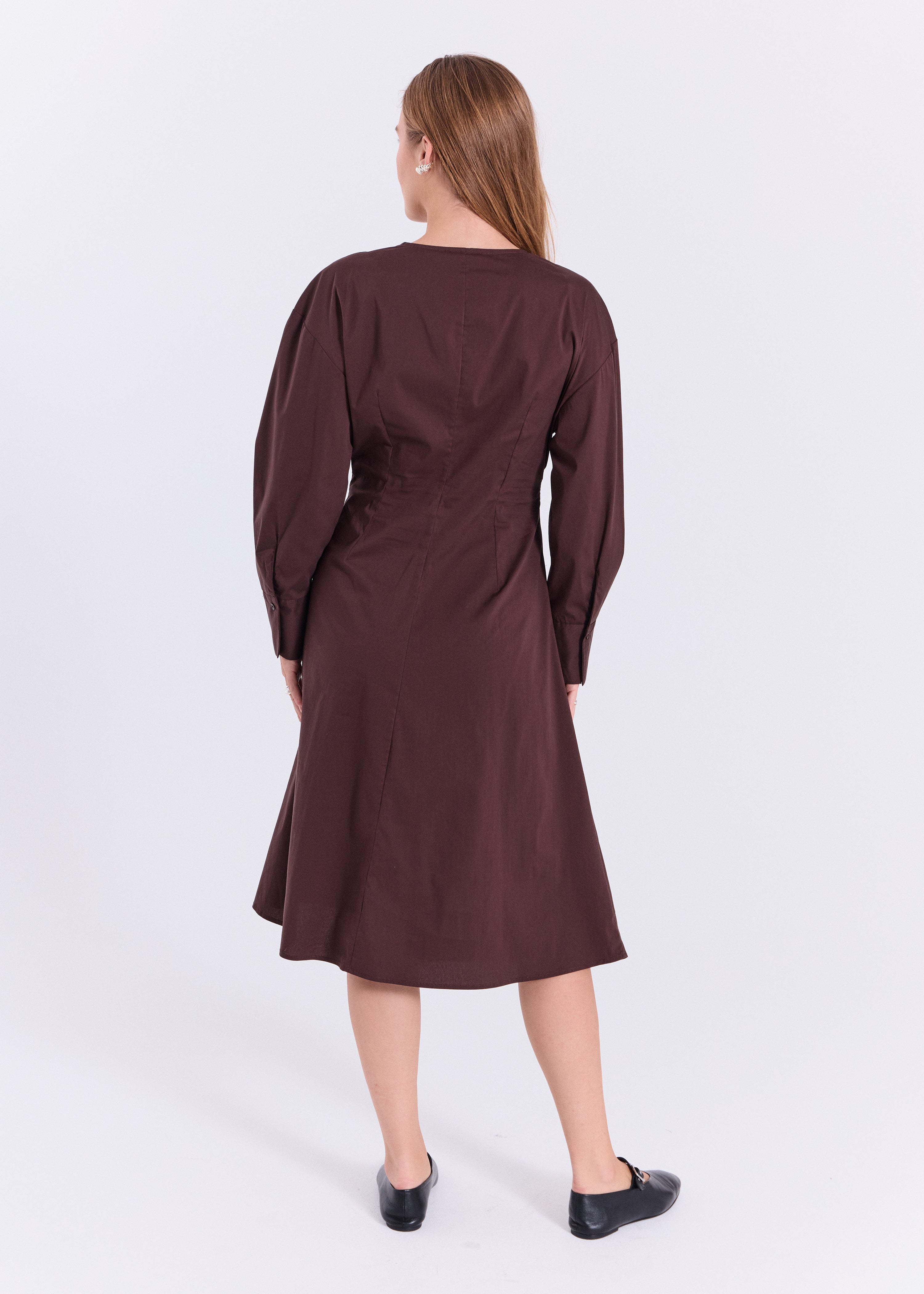 NORR Otilia gathered dress Kjoler Dark Brown