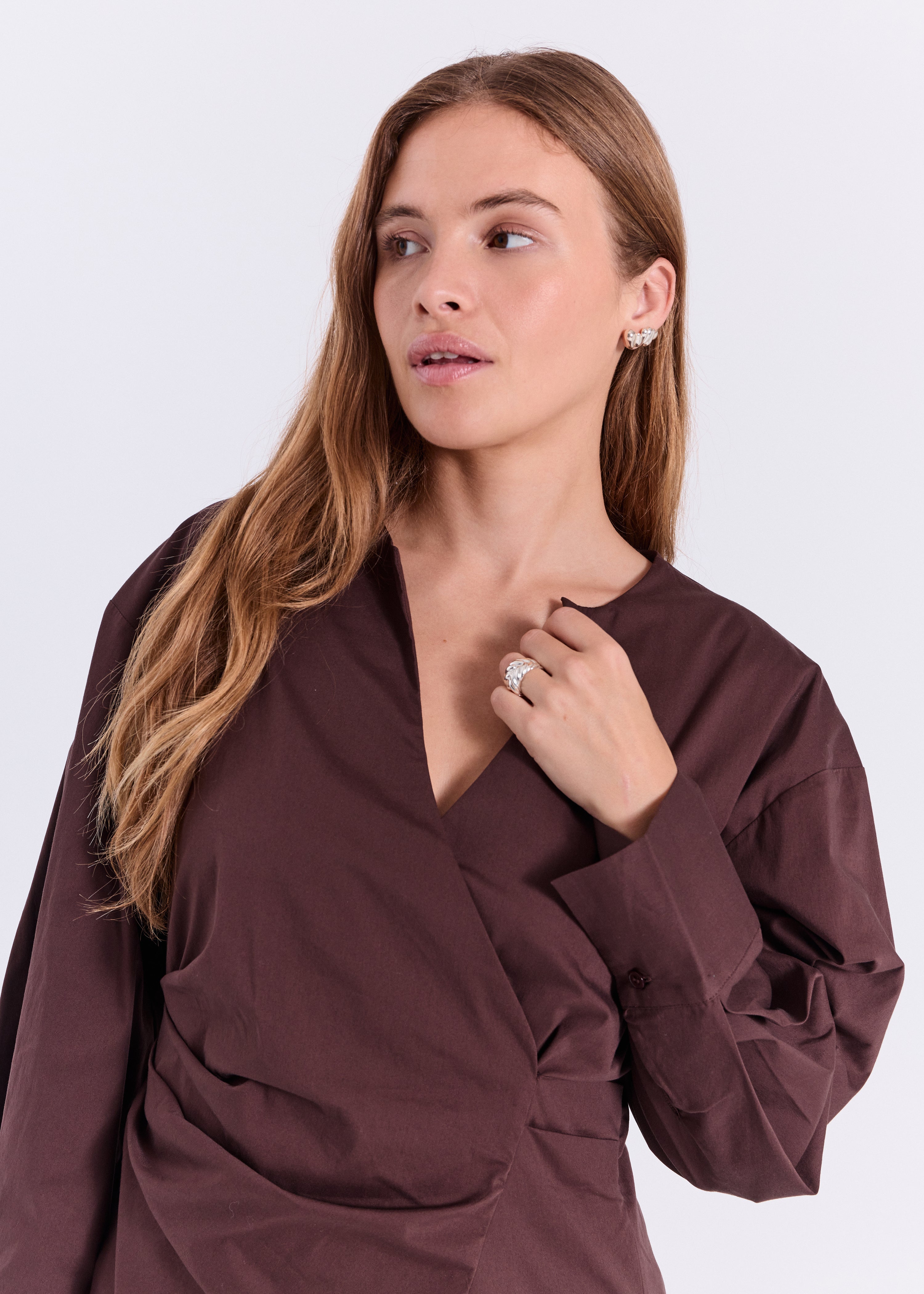 NORR Otilia gathered dress Kjoler Dark Brown
