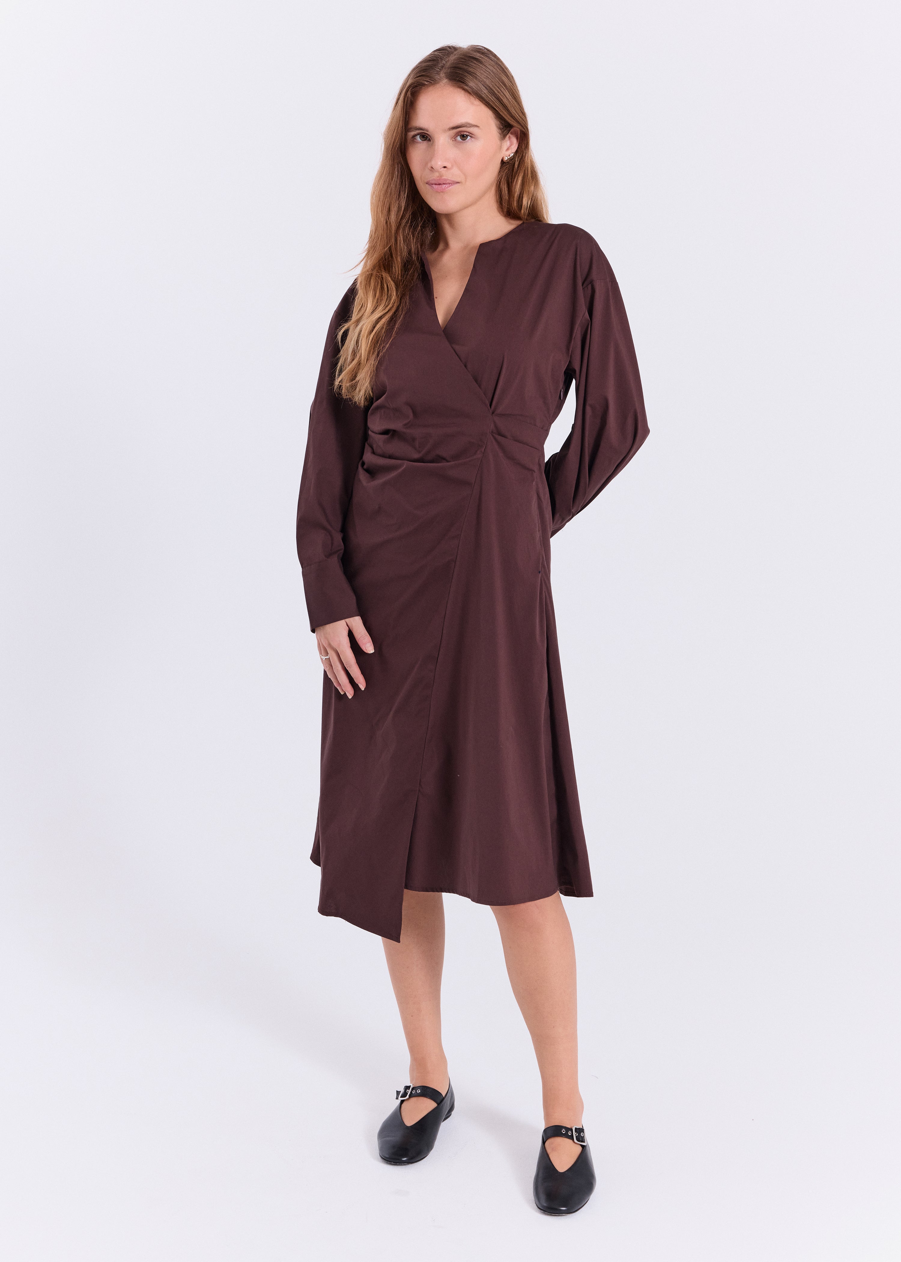 NORR Otilia gathered dress Kjoler Dark Brown