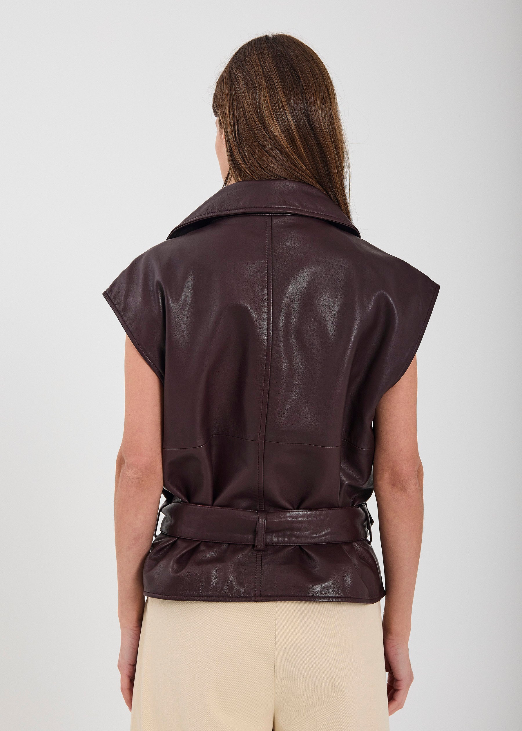 NORR Petrie leather waistcoat Vest Bordeaux