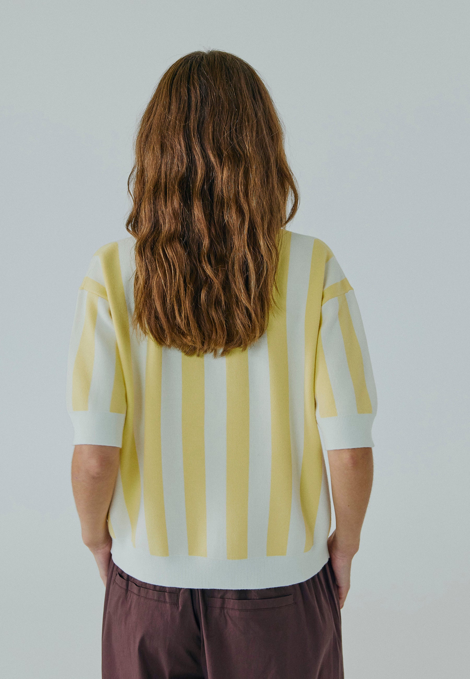 NORR Varsity knit polo Strik Light yellow