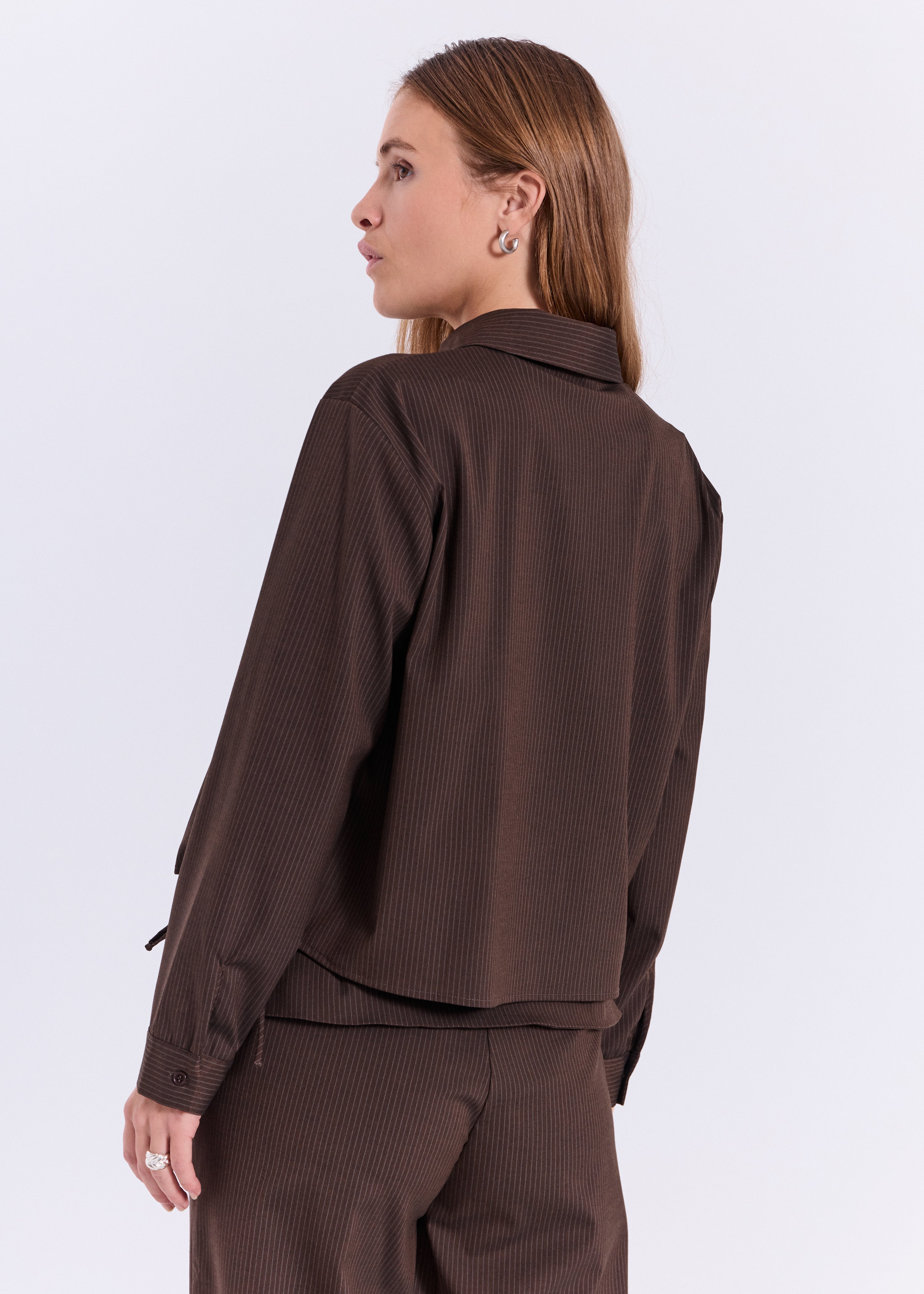 NORR Willow string shirt Skjorter Brown pinstripe
