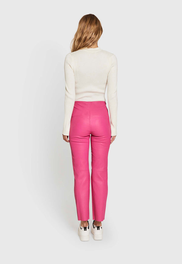 Celia stretch leather pants - pink - kollektionsprøve