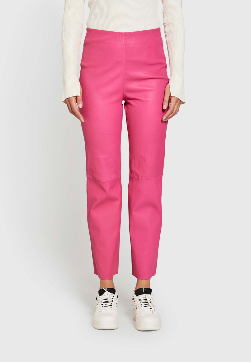 Celia stretch leather pants - pink - kollektionsprøve