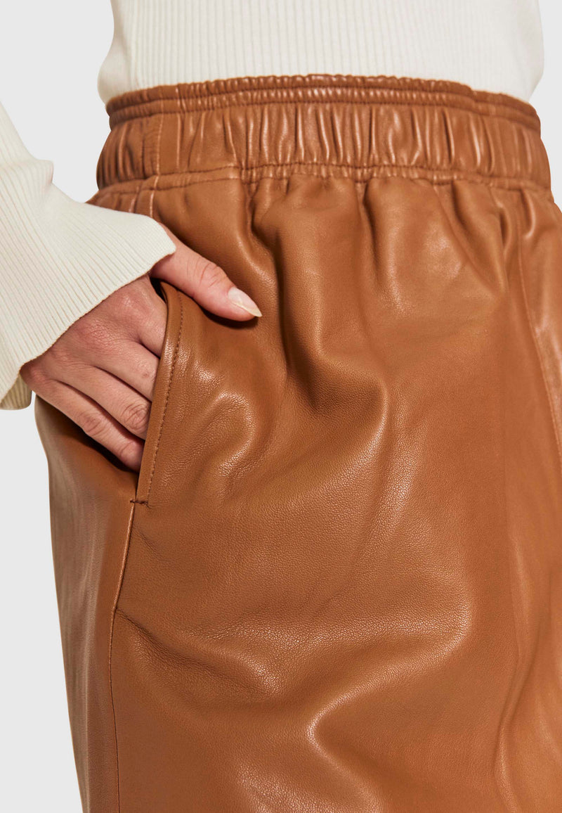 Shelby leather skirt - cambridge brown - kollektionsprøve