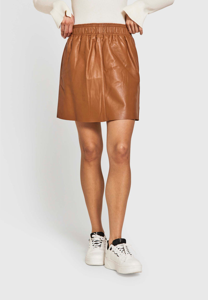 Shelby leather skirt - cambridge brown - kollektionsprøve