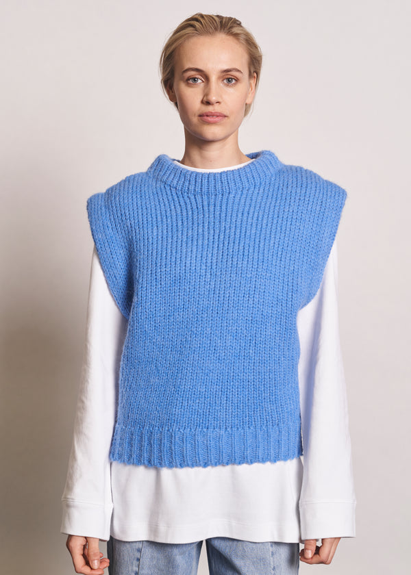 Fuscia knit waistcoat - blue - kollektionsprøve