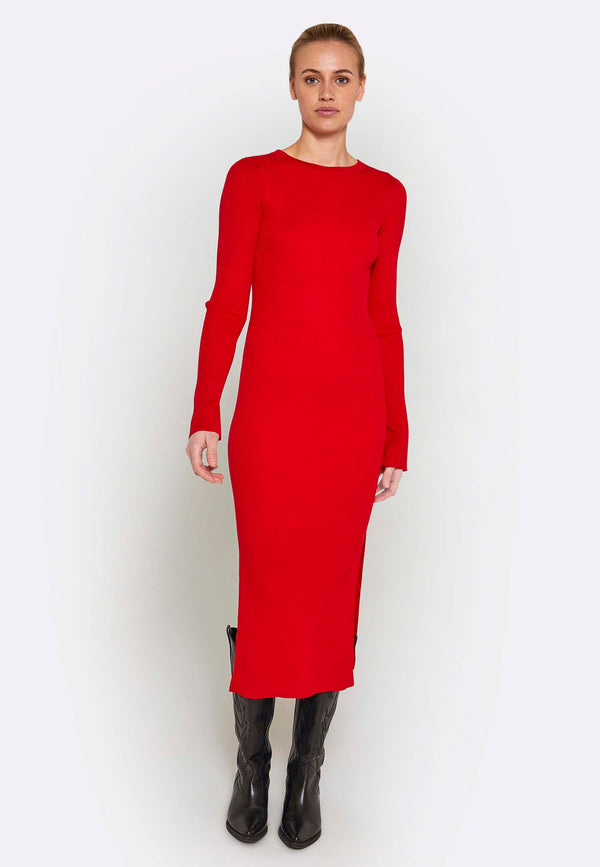 Sherry LS knit dress - red - kollektionsprøve