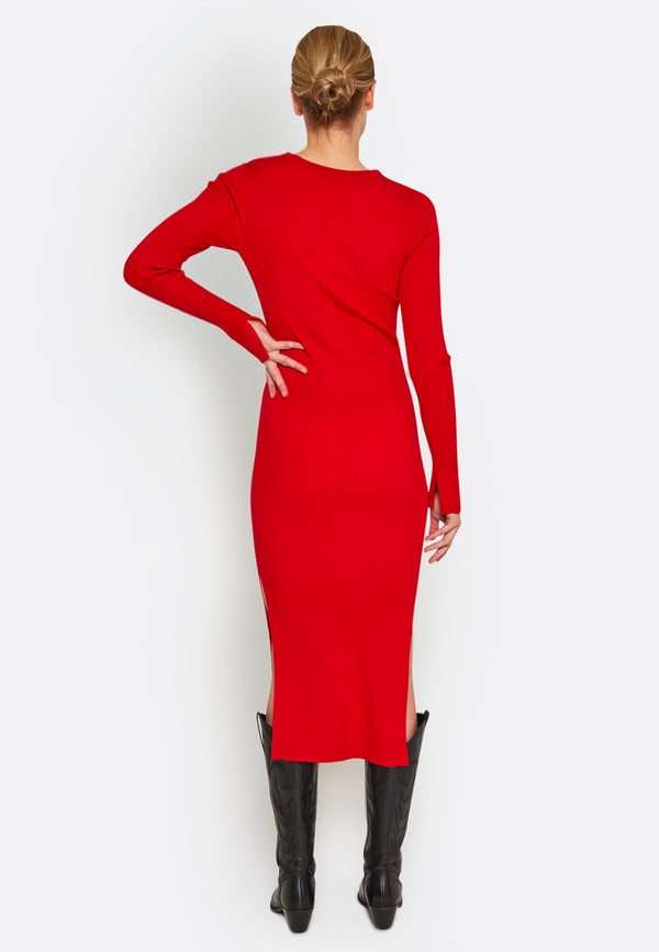 Sherry LS knit dress - red - kollektionsprøve