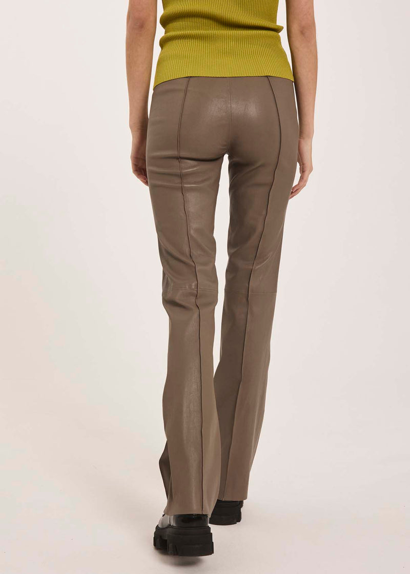 Celia bootcut leather pants - grey - kollektionsprøve
