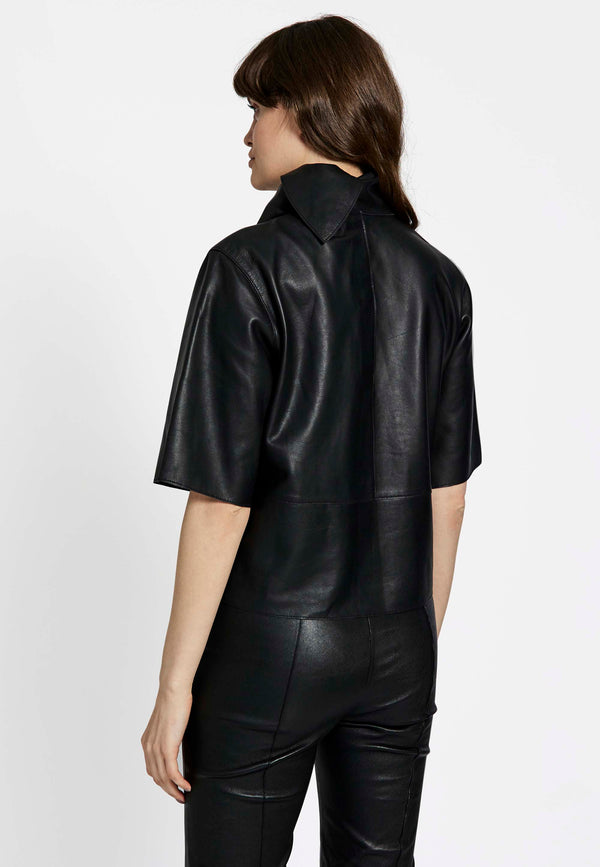 Tar leather shirt - black - kollektionsprøve