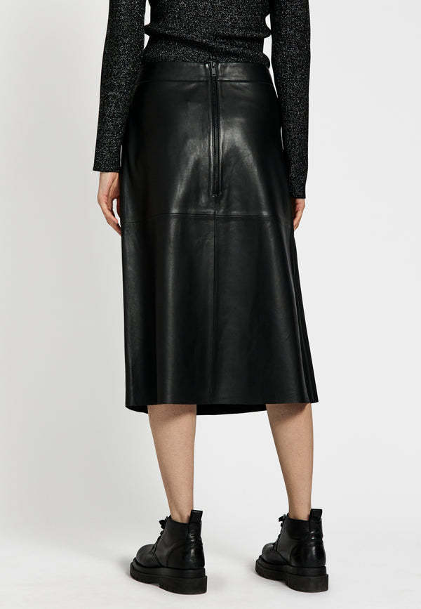 Tar leather skirt - black - kollektionsprøve
