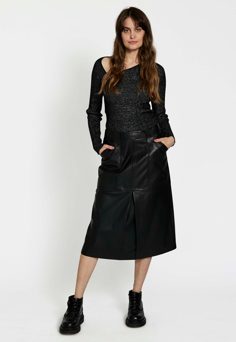 Tar leather skirt - black - kollektionsprøve