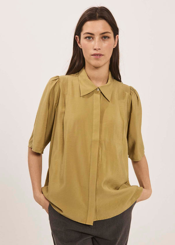 Alyssa pleat shirt - khaki - kollektionsprøve