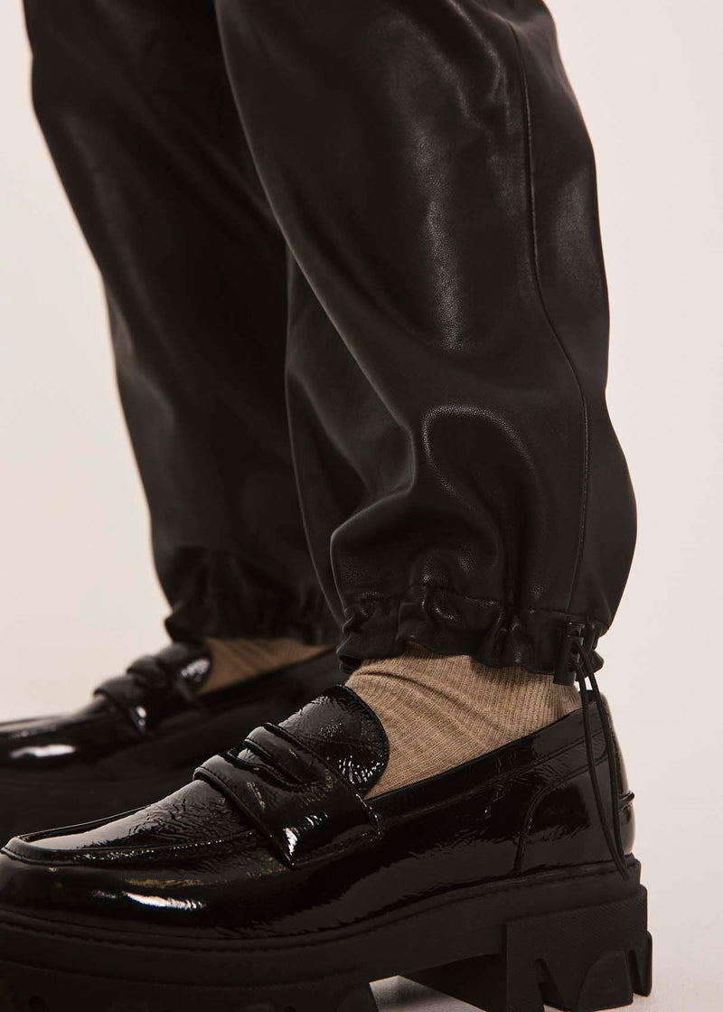 Malikka cargo leather pants - black - kollektionsprøve