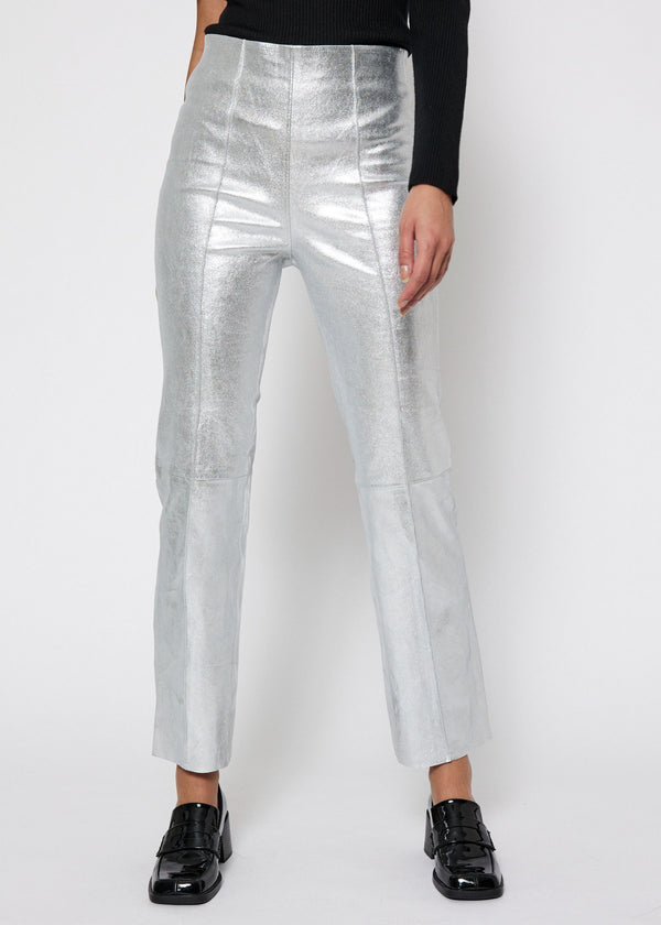 Celia pintuck silver leather pants - kollektionsprøve - silver