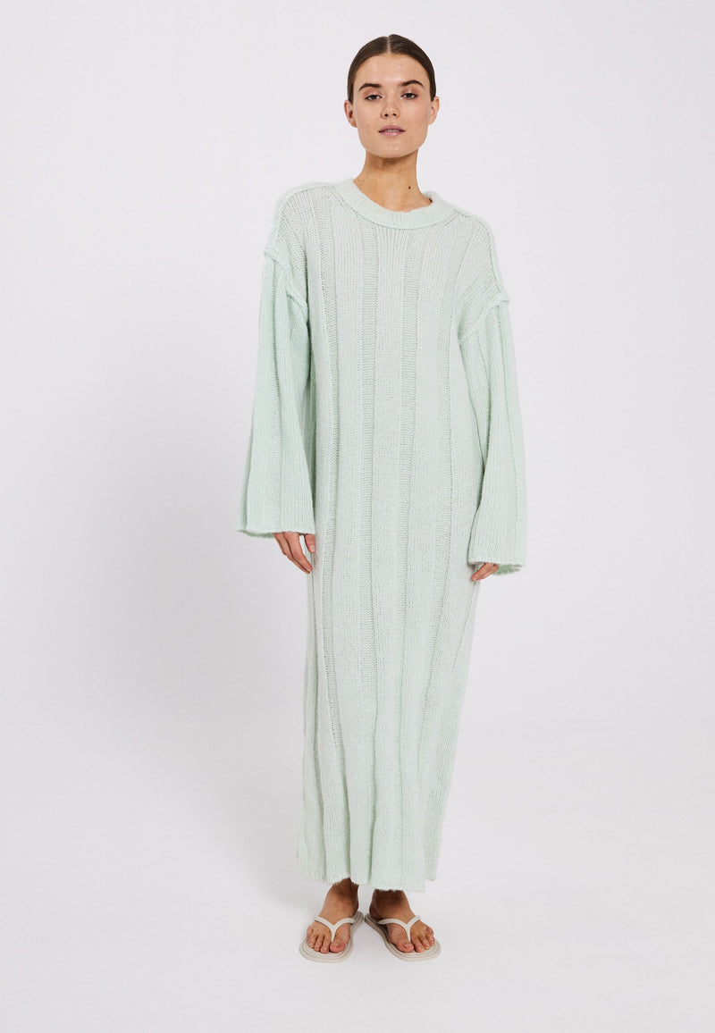Fuscia rib knit dress - mint green melange - kollektionsprøve