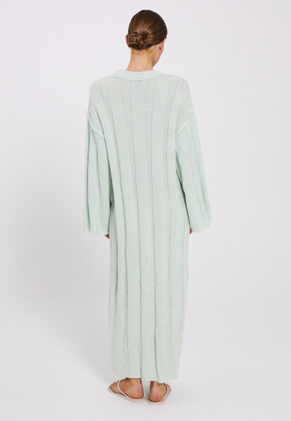 Fuscia rib knit dress - mint green melange - kollektionsprøve