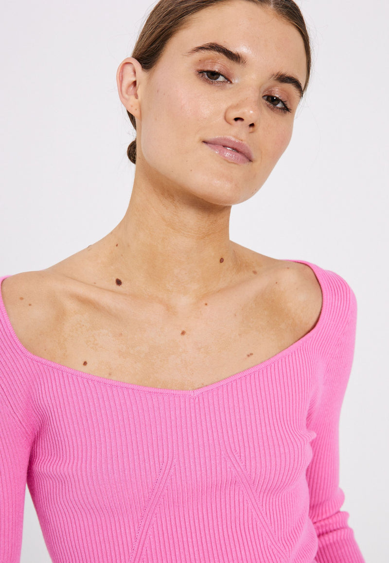 Sherry heart knit top - bright pink - kollektionsprøve