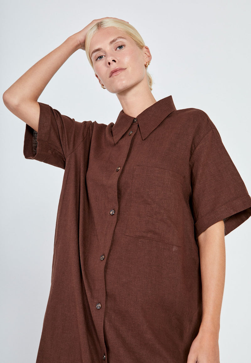 Esma shirt dress - brown - kollektionsprøve