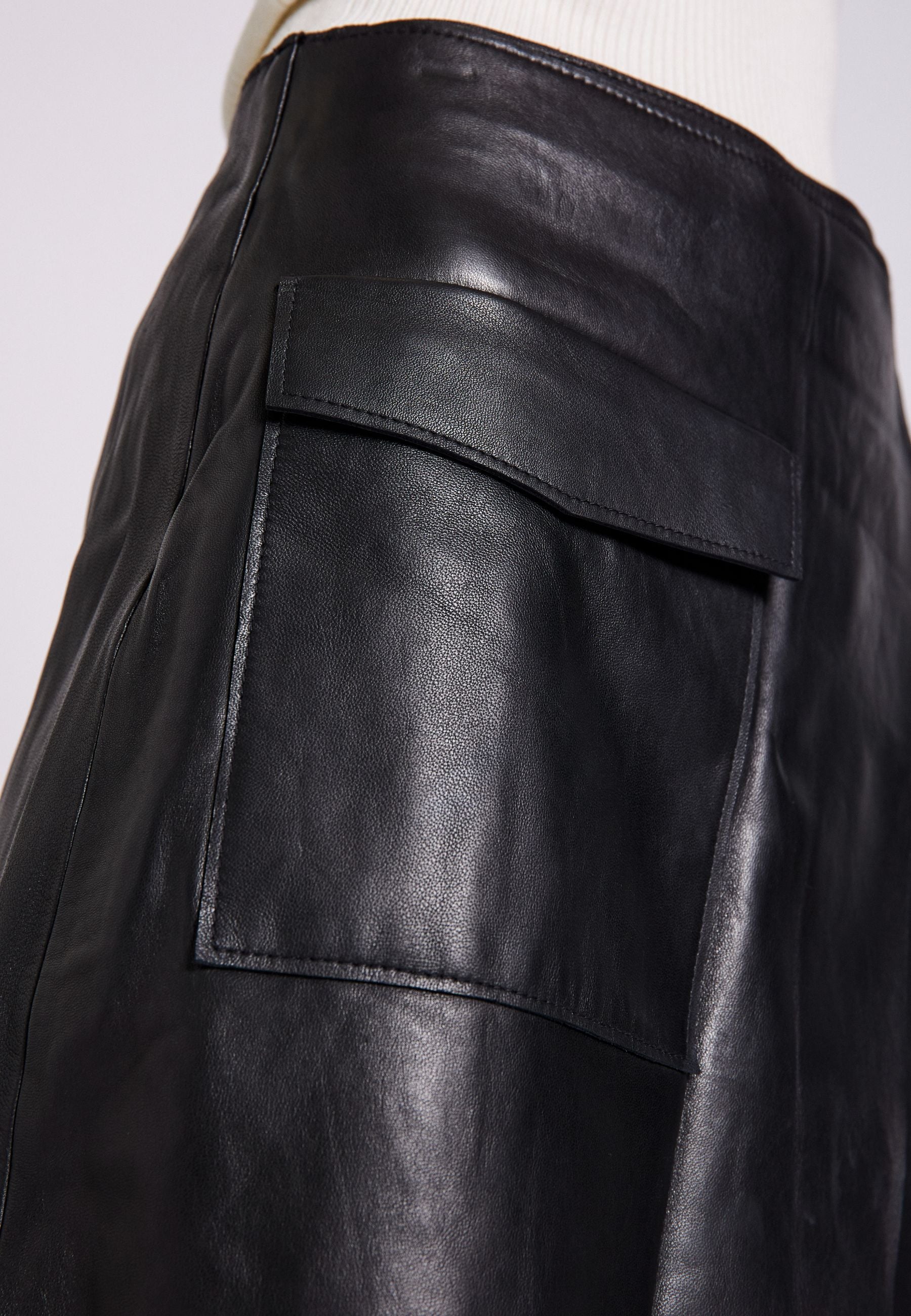 NORR Alba pocket leather skirt Nederdele Black
