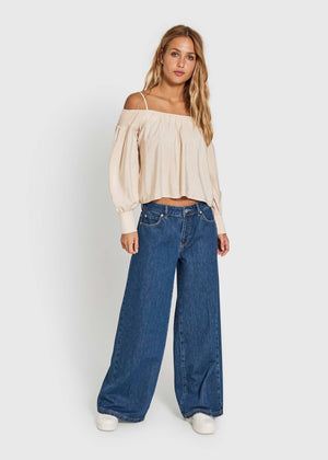 NORR Alyssa off shoulder top Toppe Off-white