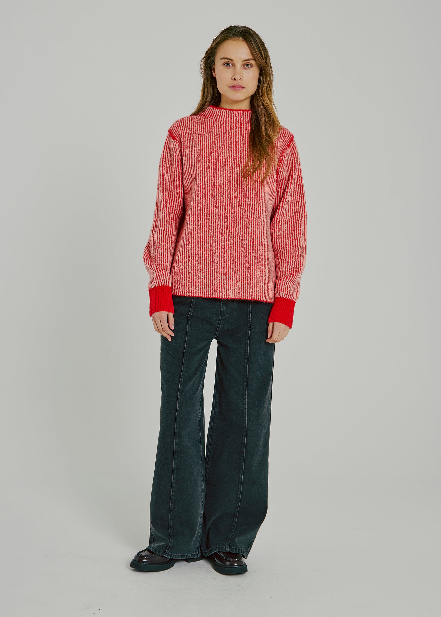 NORR Ames knit top Strik Red stripe