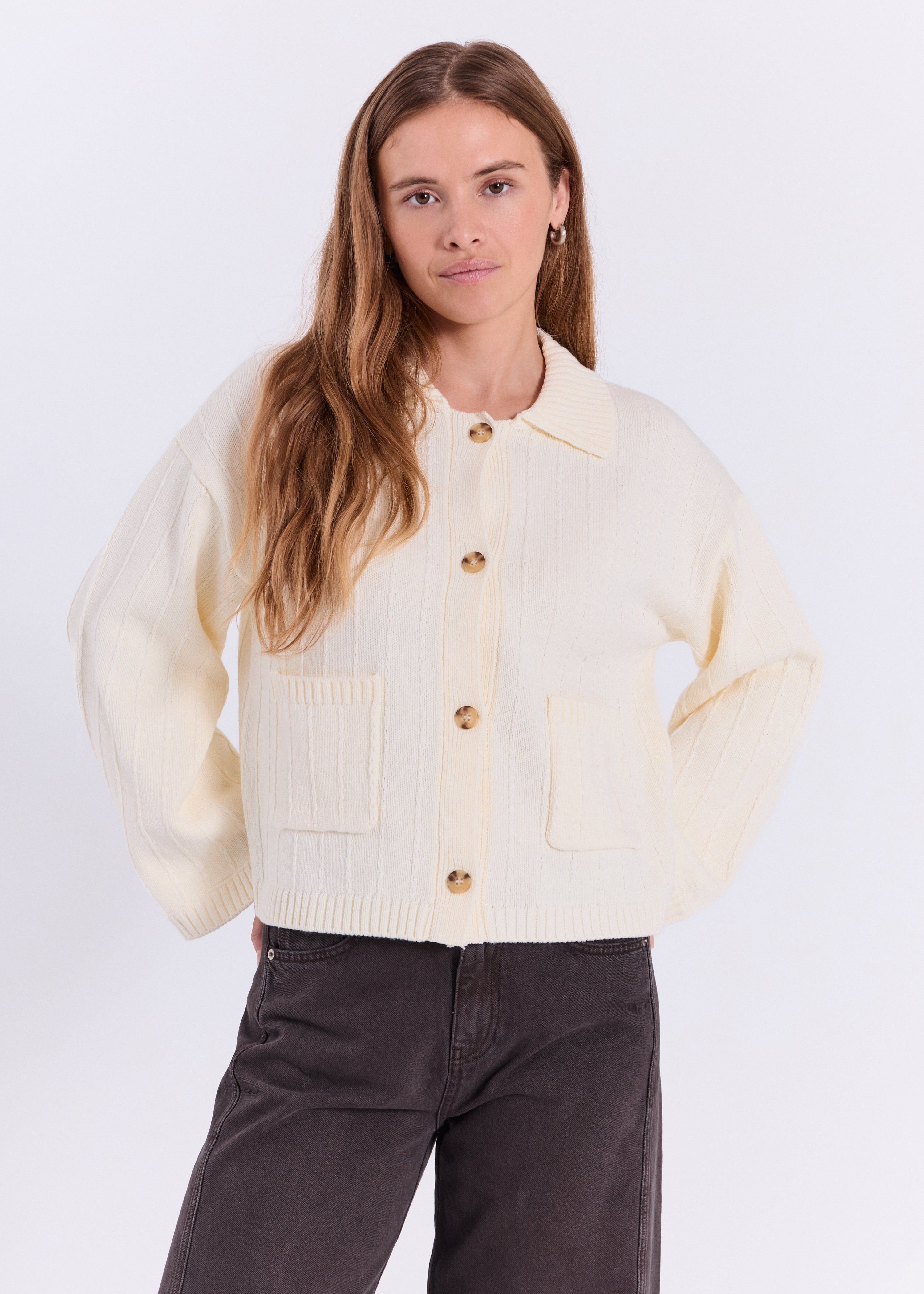 NORR Anja knit cardigan Strik Off-white