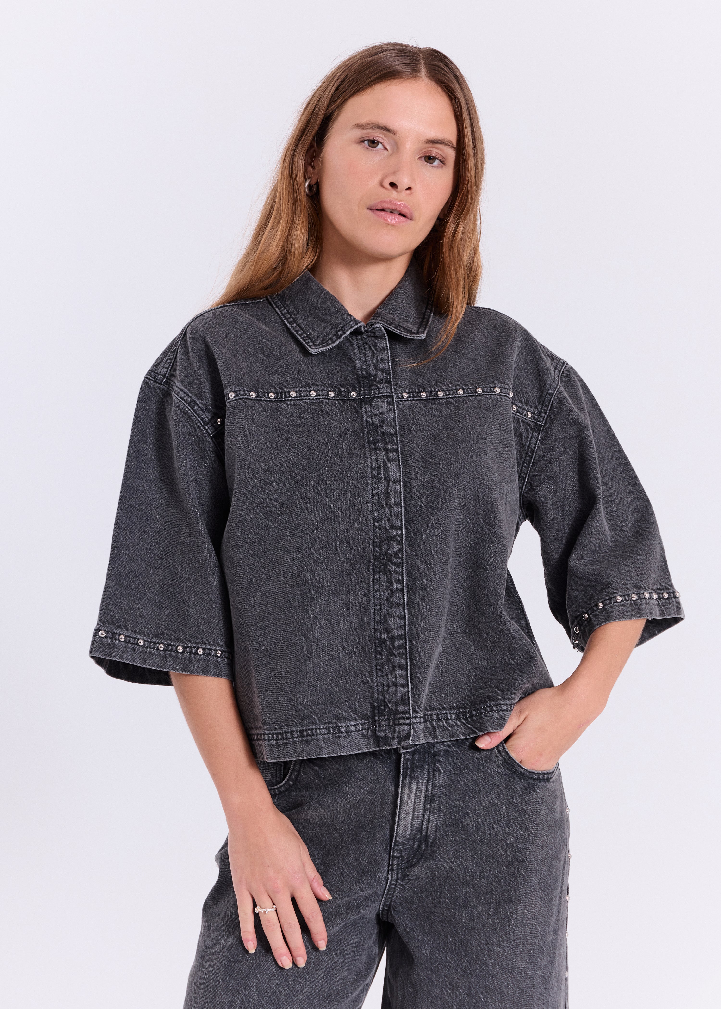 NORR Asta denim shirt Skjorter Grey washed