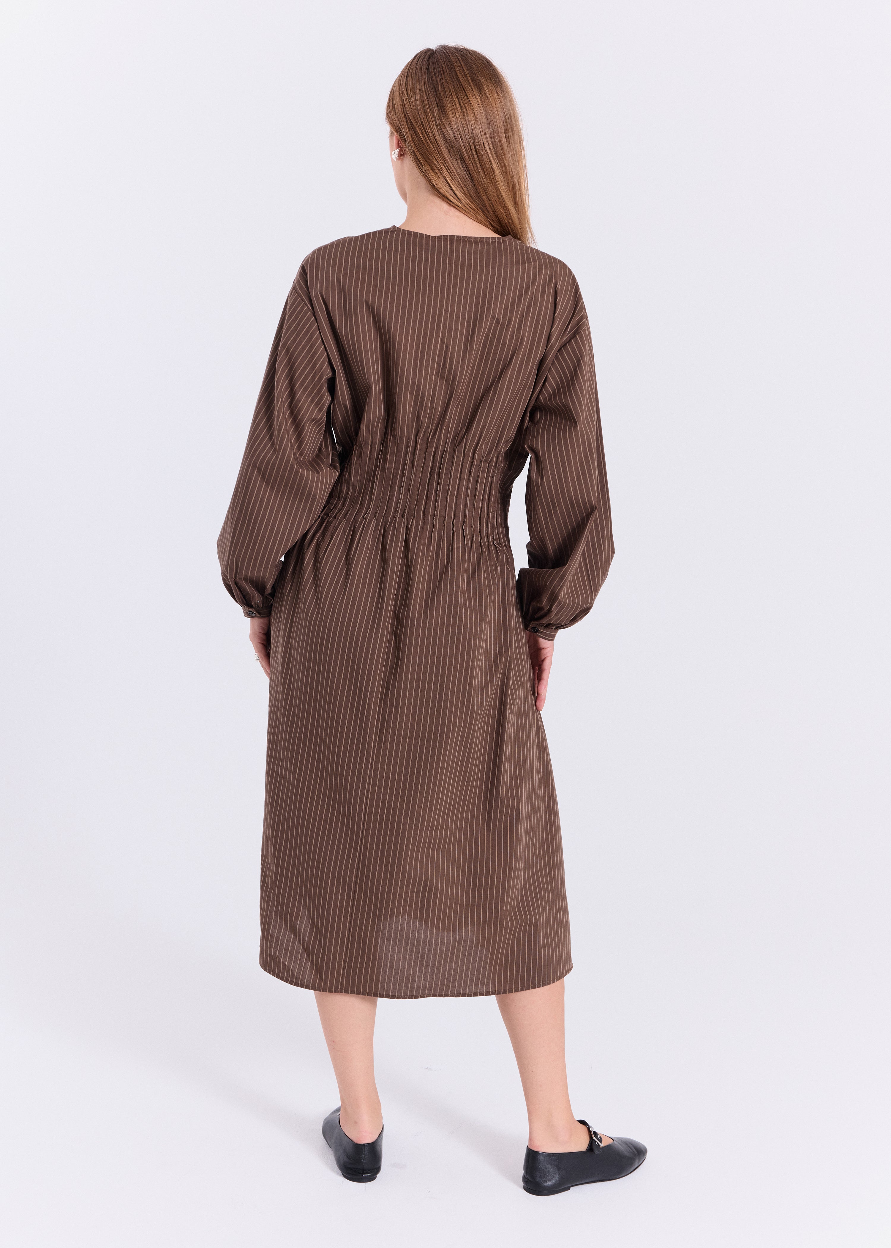 NORR Augusta maxi dress Kjoler Dark Brown with Stripes