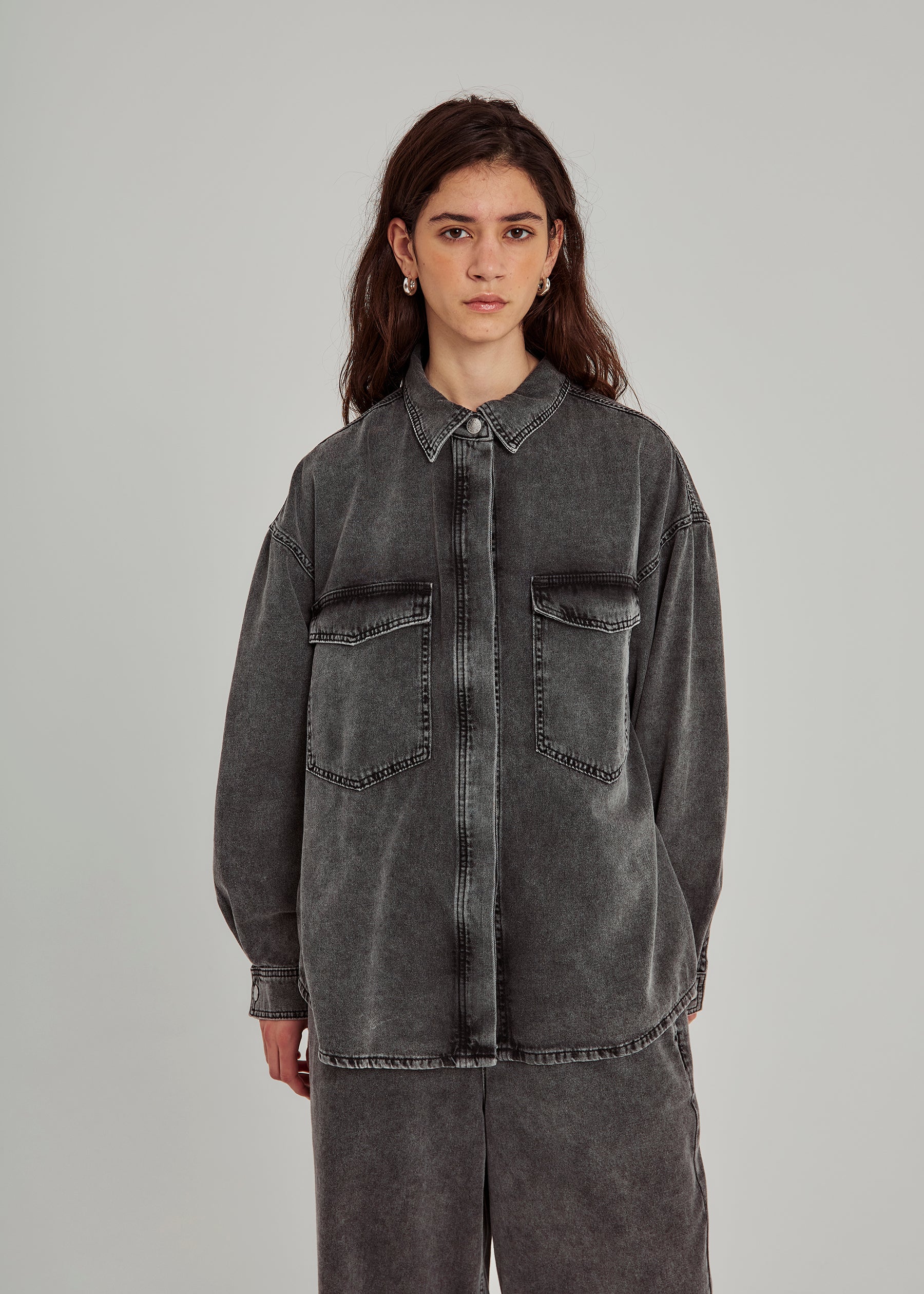 NORR Caddie denim shirt Shirts Grey