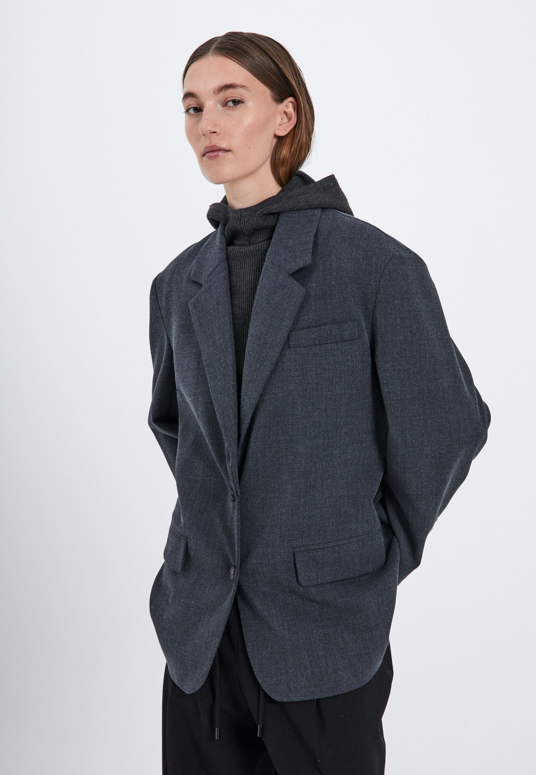 NORR Cano blazer Jackets Dark grey melange