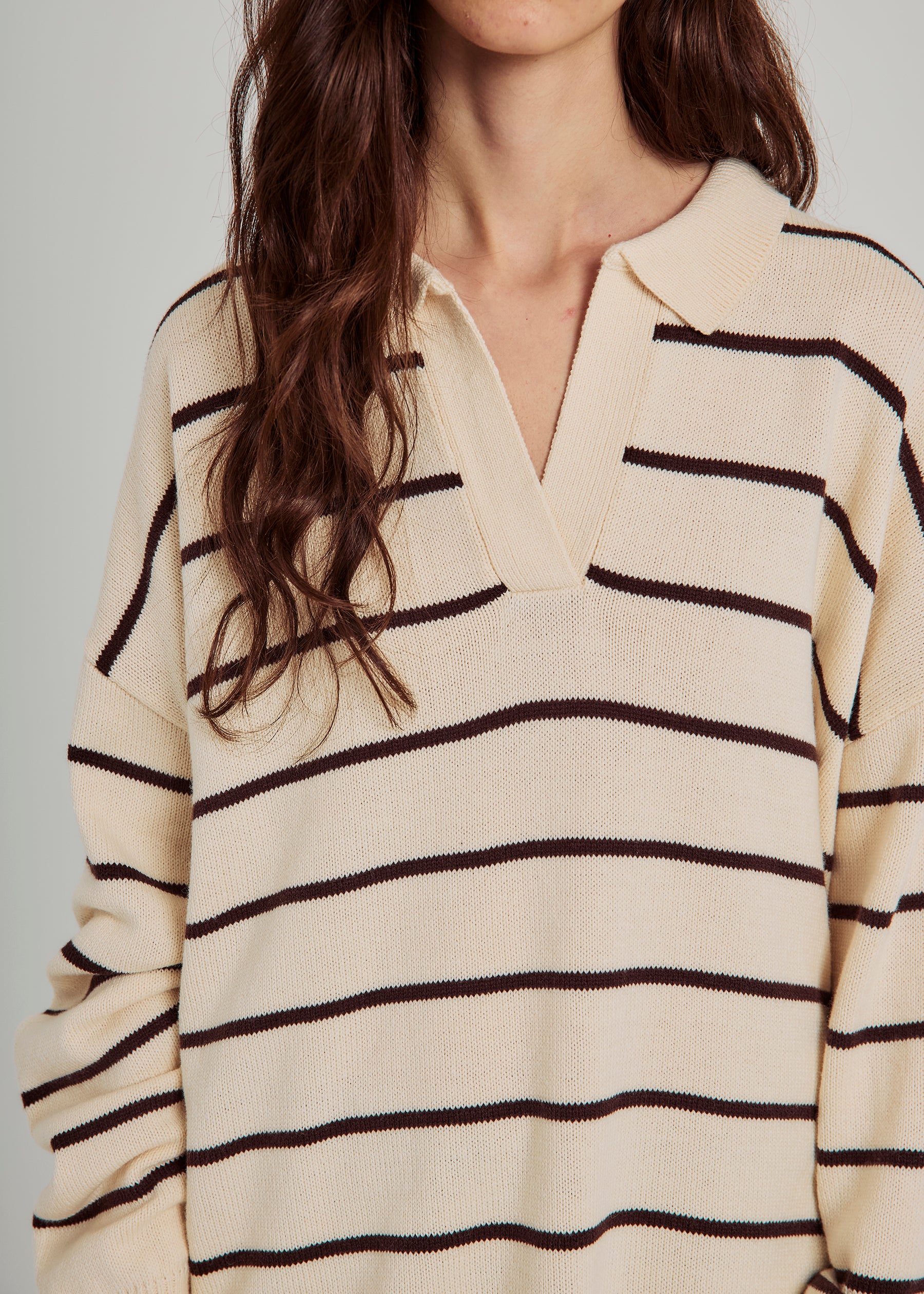 NORR Canto knit top Tops Brown stripe