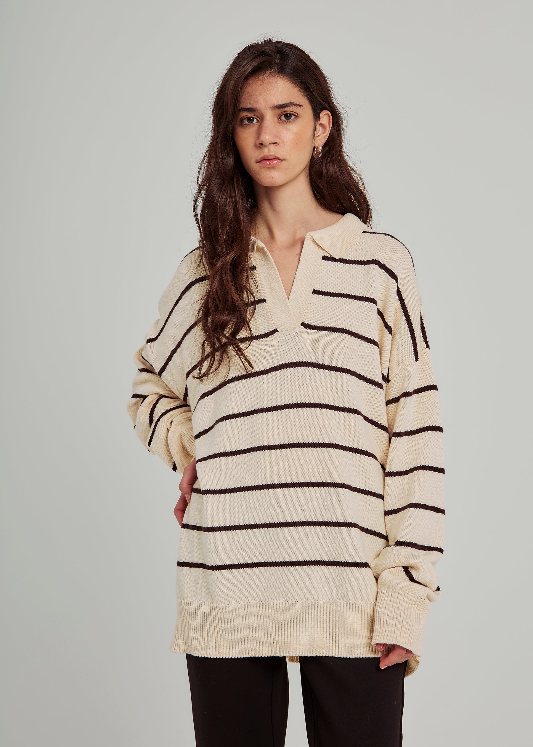 NORR Canto knit top Tops Brown stripe