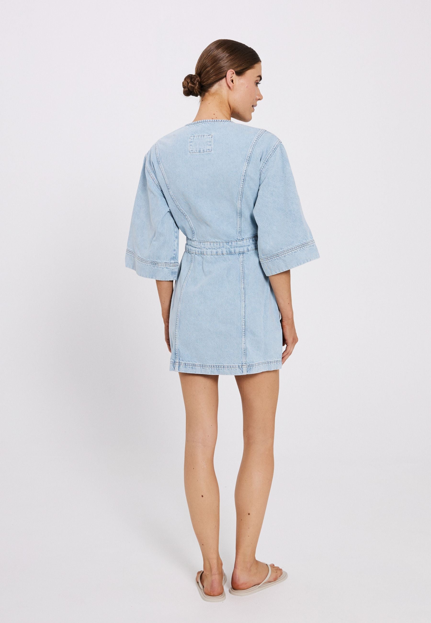 NORR Cara short denim dress Dresses Blue light wash