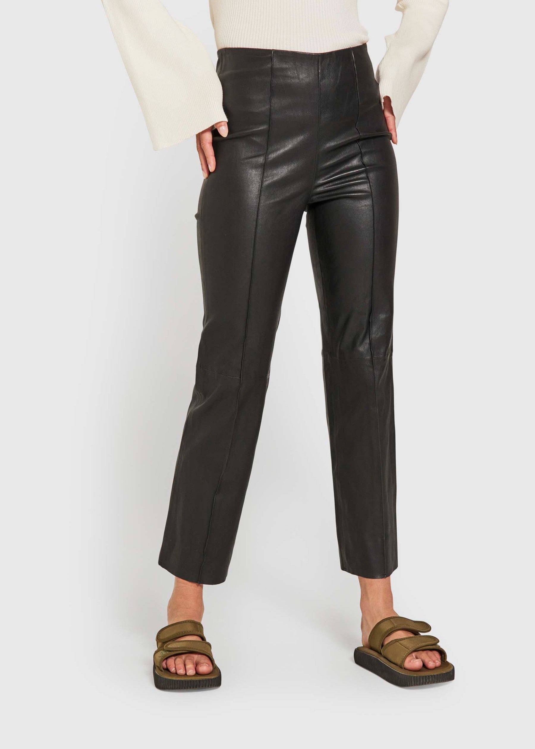 NORR Celia pintuck leather pants Pants Black