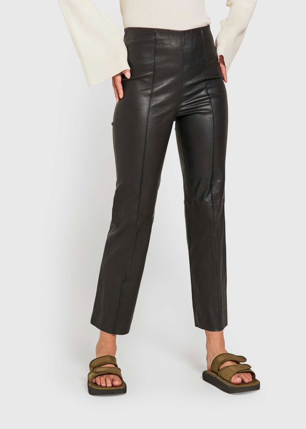 Celia pintuck leather pants - Black