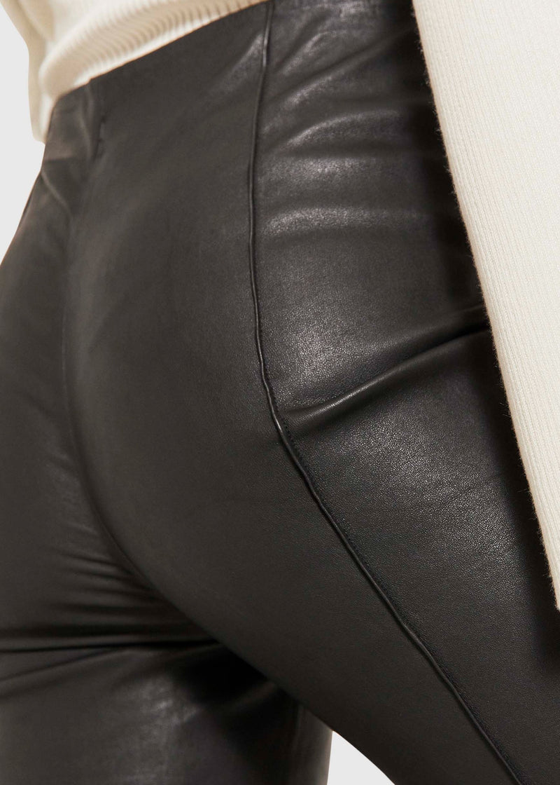 Celia pintuck leather pants - Black