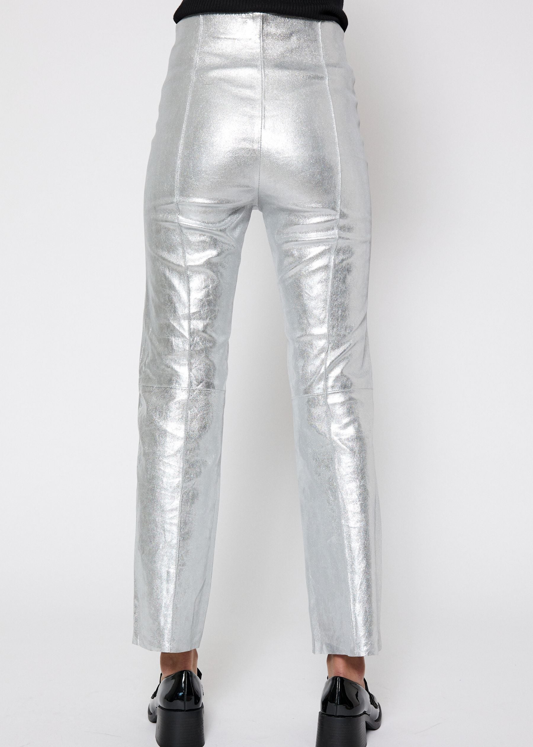 NORR Celia silver pintuck leather pants Pants Silver