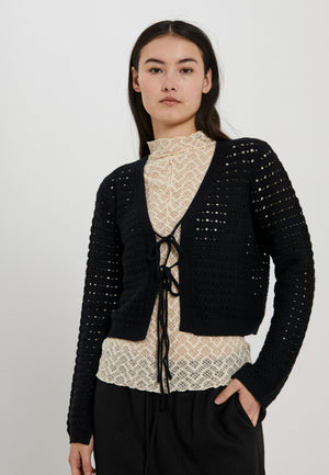 NORR Crome knit cardigan Strik Black