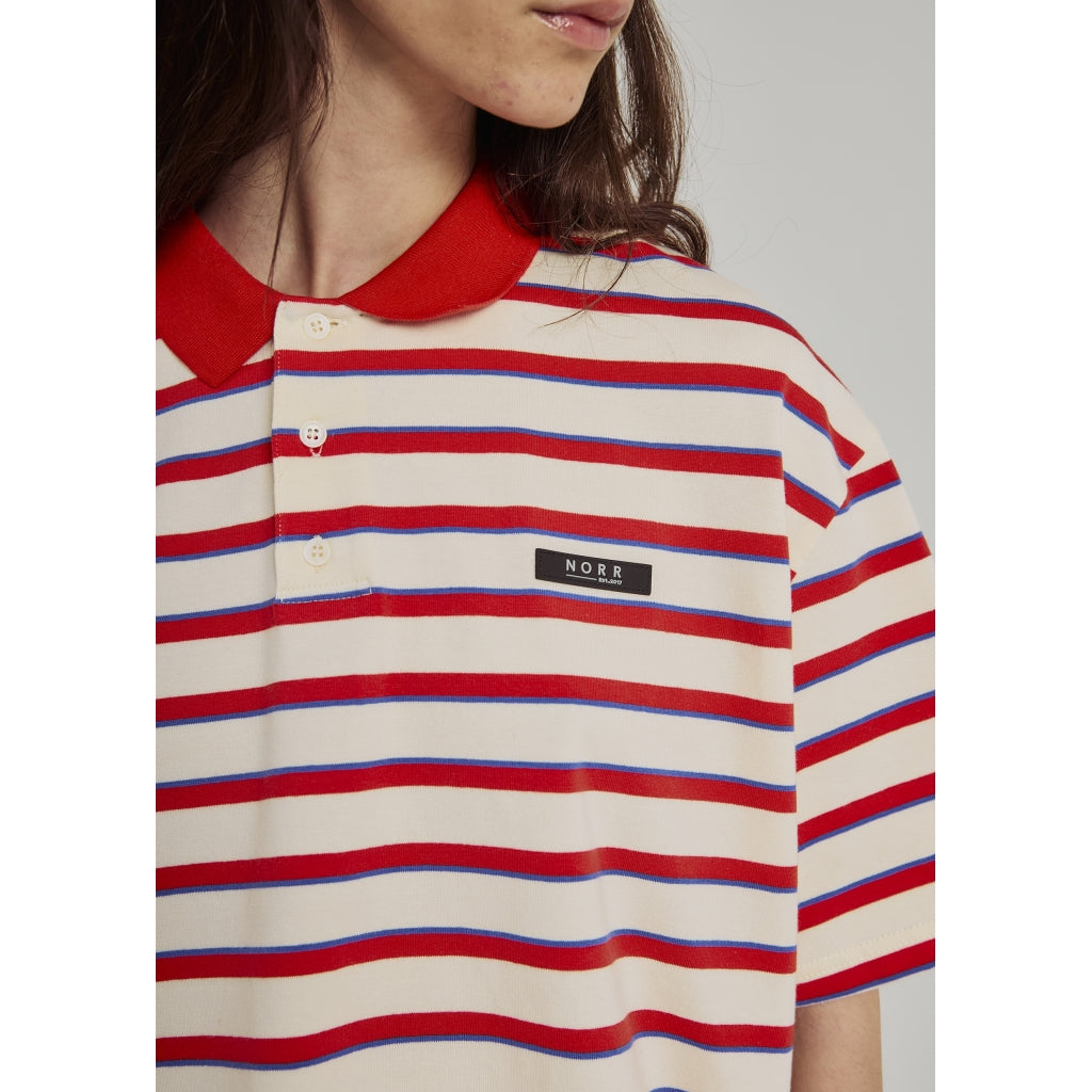 NORR Dagma SS polo T-shirts Ivory/Red