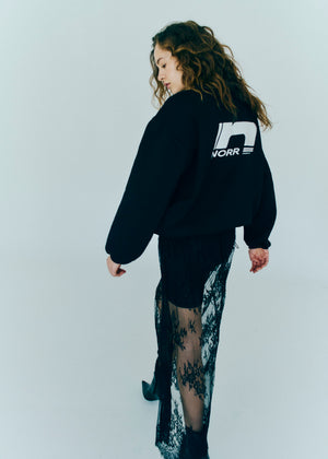 NORR Daphine sweat top Tops Black w. white print
