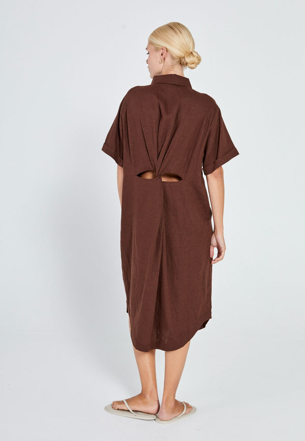 NORR Esma shirt dress Dresses Brown