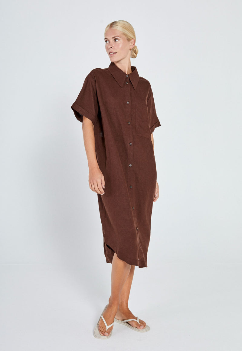 NORR Esma shirt dress Dresses Brown