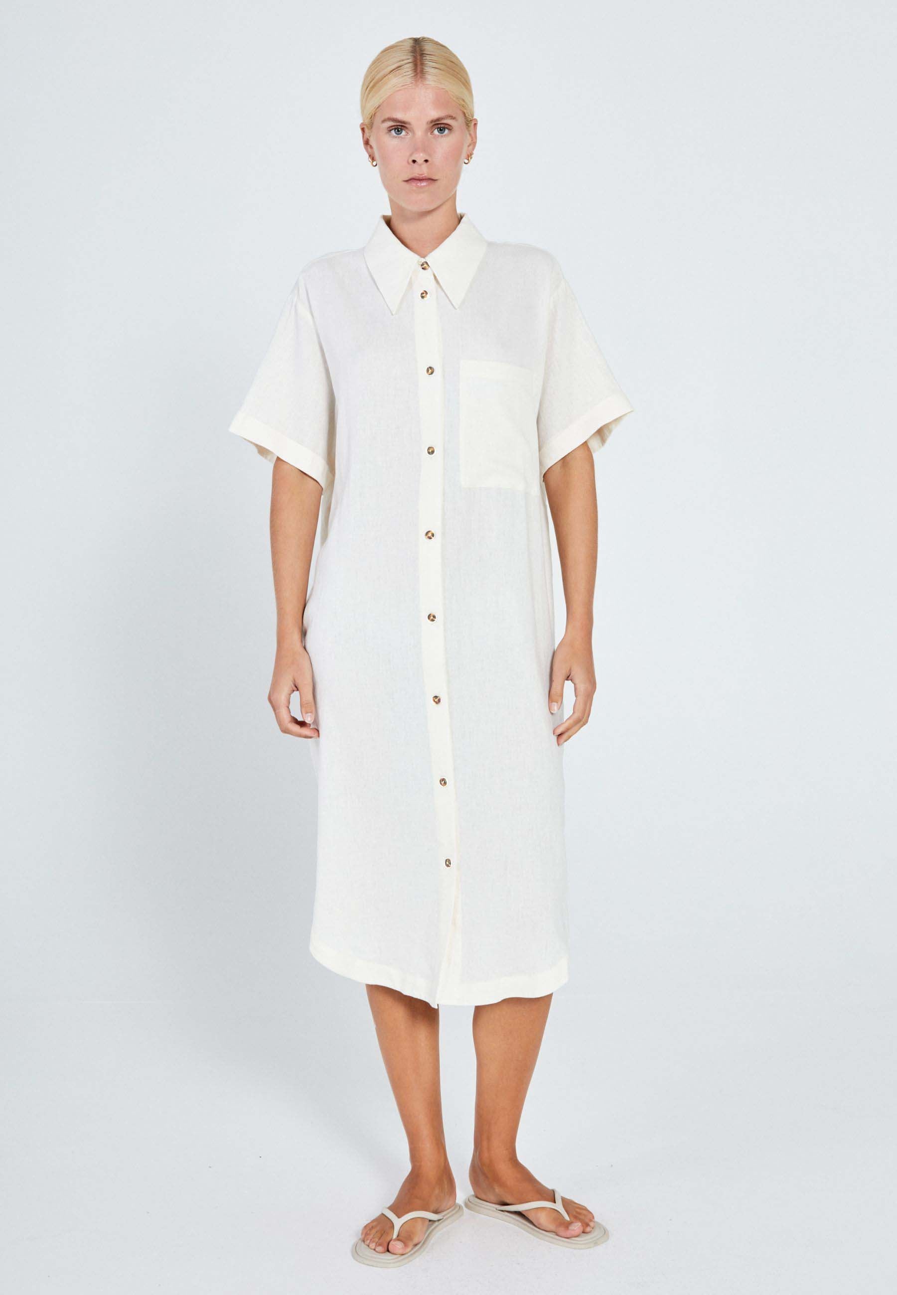 NORR Esma shirt dress Dresses Off-white