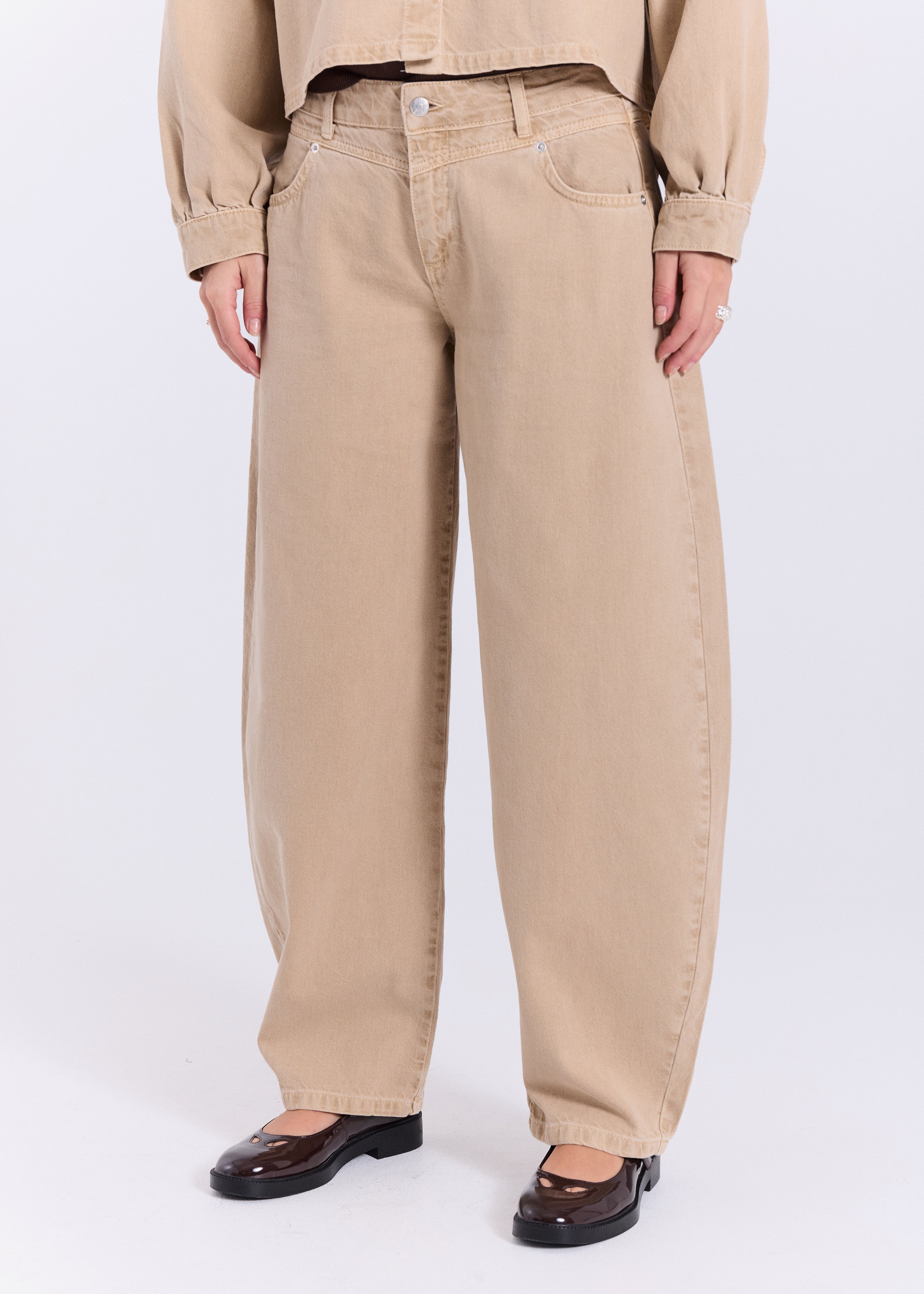 NORR Evelyna baggy barrel jeans Bukser Beige Wash