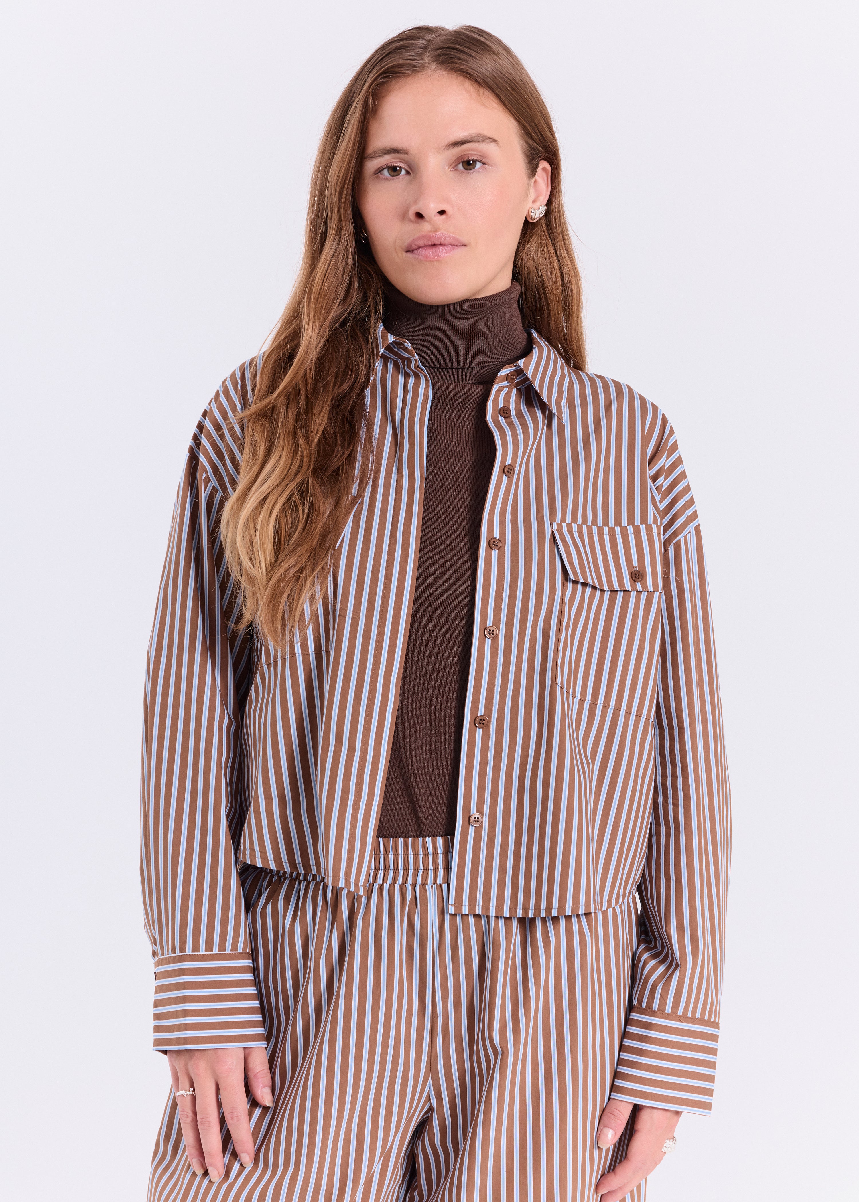 NORR Evine shirt Skjorter Light Brown Stripe