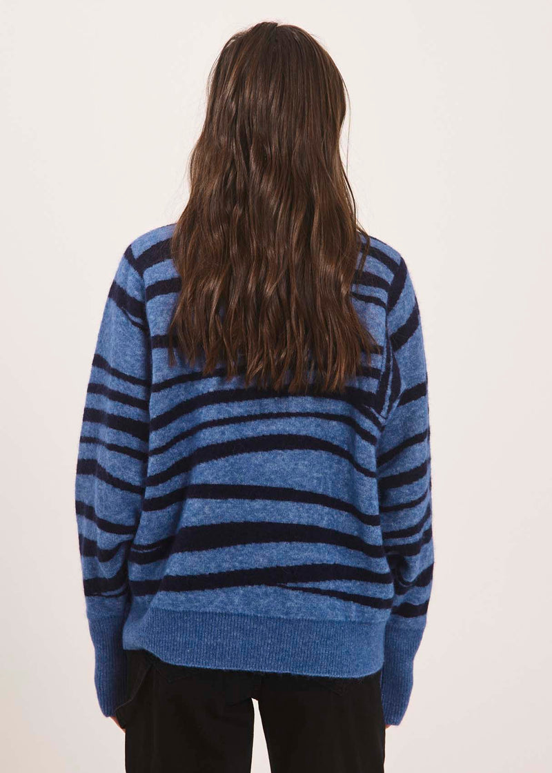 NORR Falon knit top Knits Blue stripe