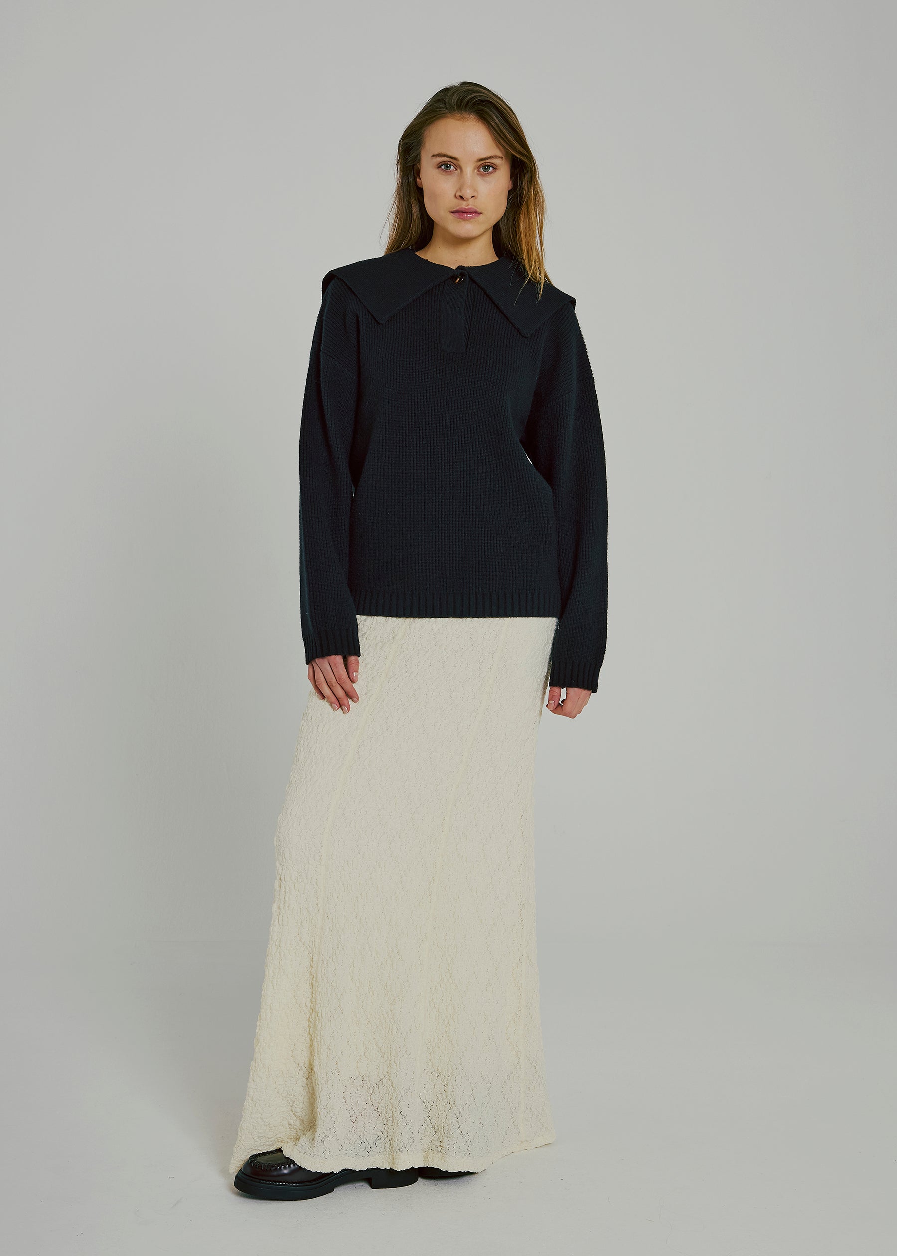 NORR Fea sailor knit top Strik Black